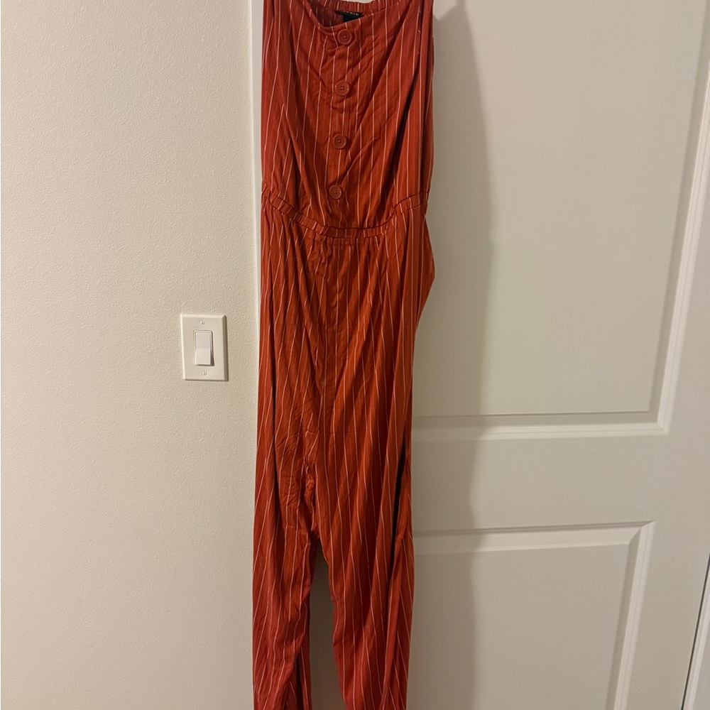 Torrid Rust Button-Front Jumpsuit